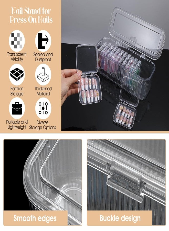 Lemecima Press On Nail Orgnizer 14 PCS Clear Press On Nail Storage Boxes and 1 Big Storage box with 60 Pcs Adhesive Double Sided Tape, On Packaging for Fake Display Salon - Image 5